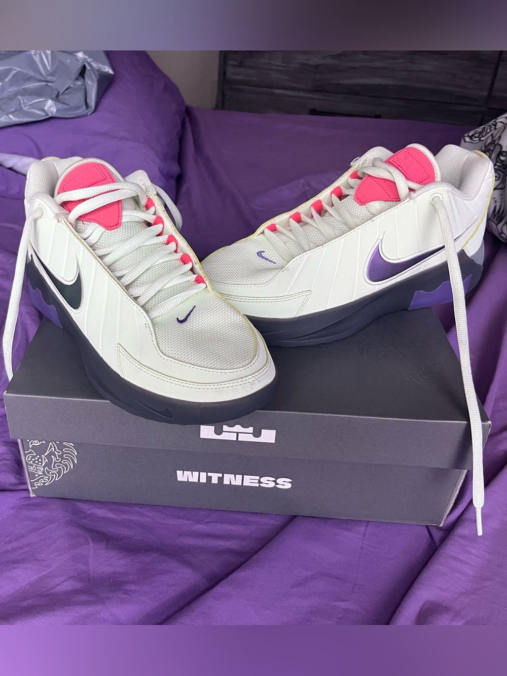 Nike LeBron Witness with Purple Swoosh and Pink Tongue Accents